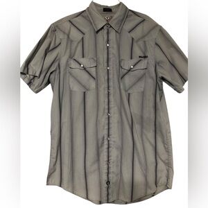 Bullhead Men's Western Gray Pearl Snap Shirt Men’s Large